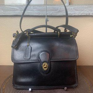 VTG Coach Bag Willis No H8O-9927 Black Cowhide Leather Nickel